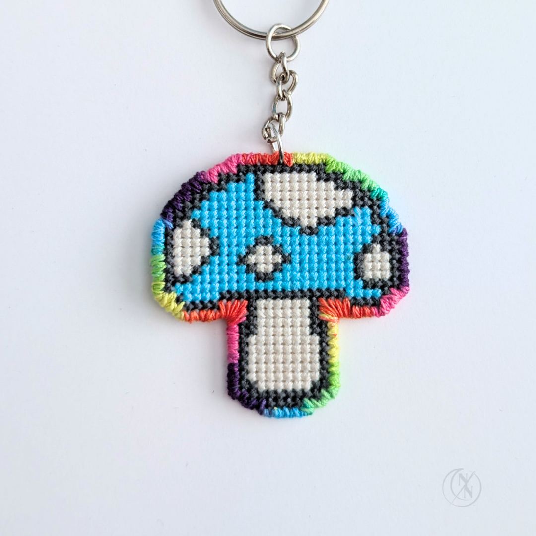 Mushroom Cross-Stitch Key Chain