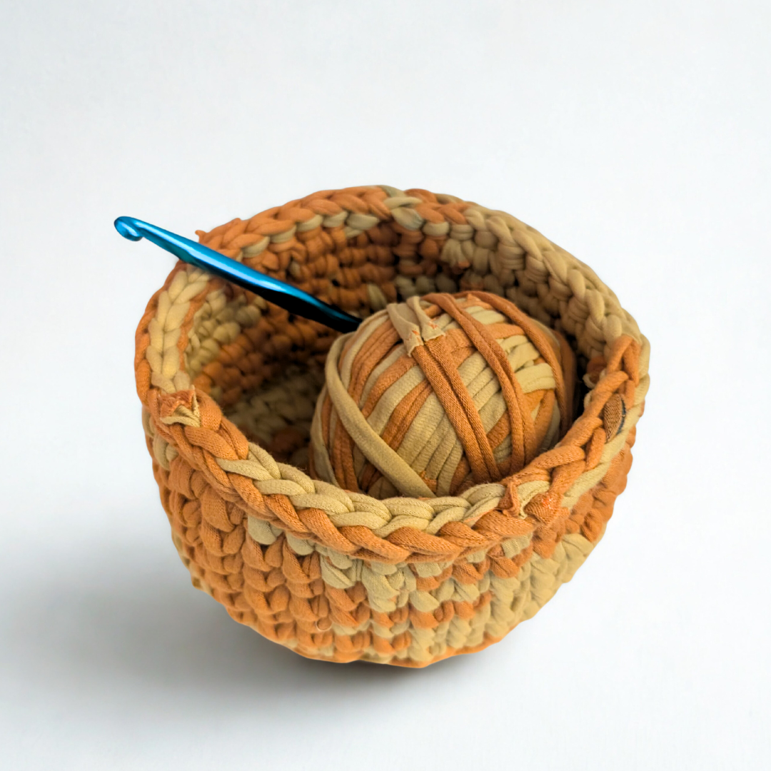Handcrafted Crochet Basket - Yellow and Orange
