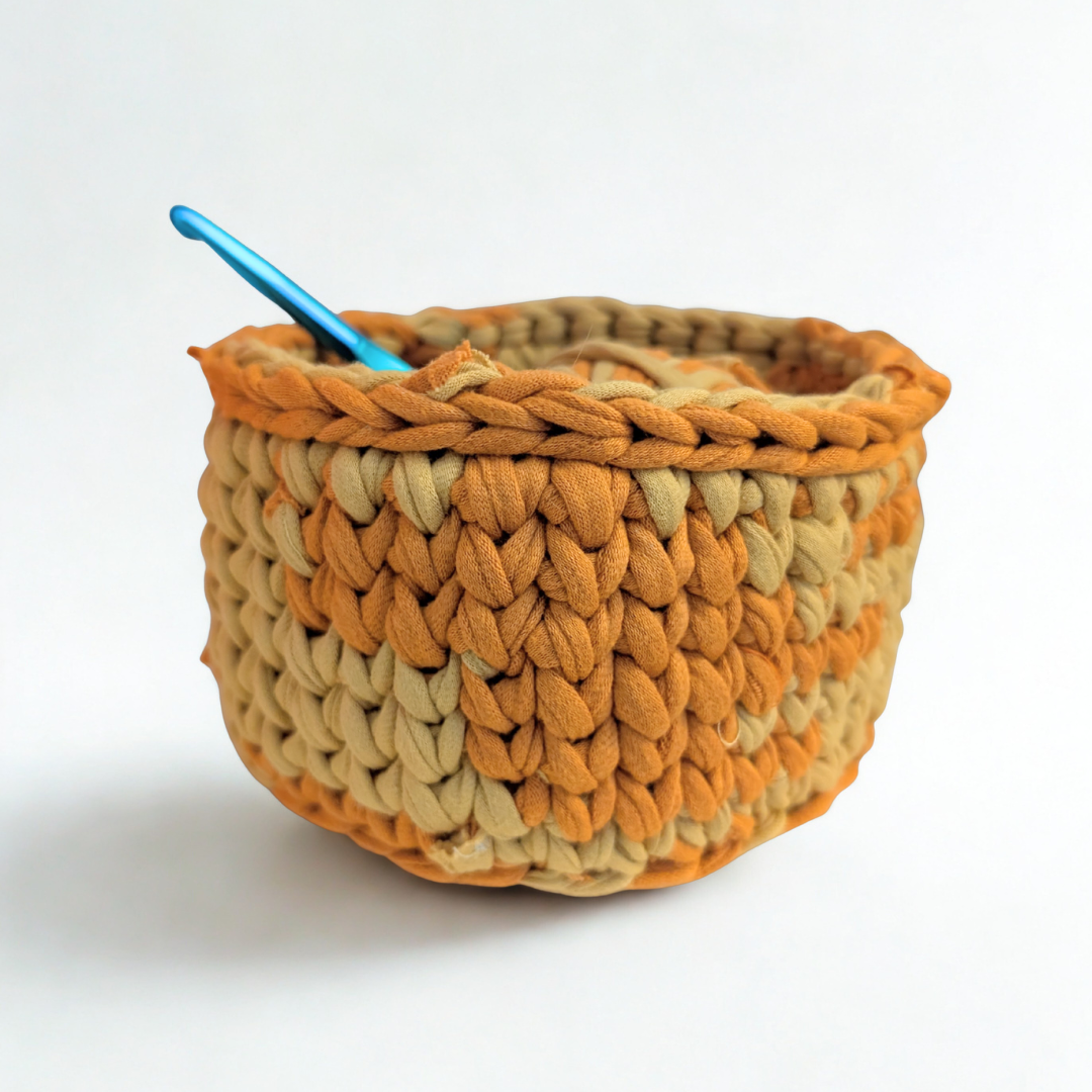Handcrafted Crochet Basket - Yellow and Orange
