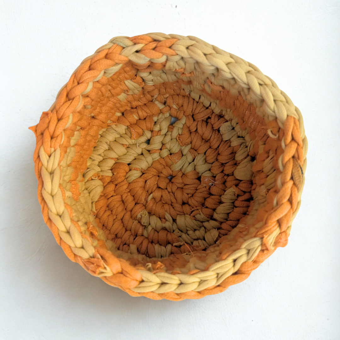 Handcrafted Crochet Basket - Yellow and Orange